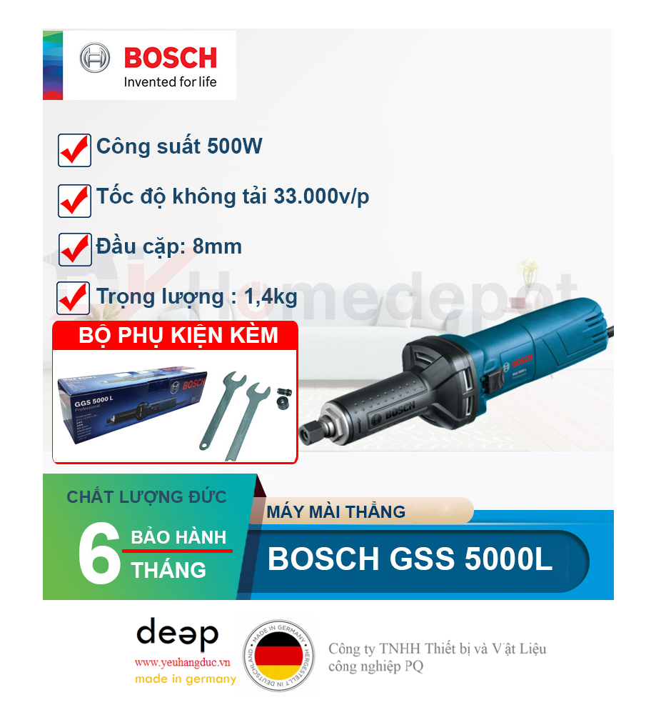 Máy mài thẳng Bosch GGS 5000L 500W   Piqi4 | Www.Thietbinhapkhau.Com | Công Ty PQ 