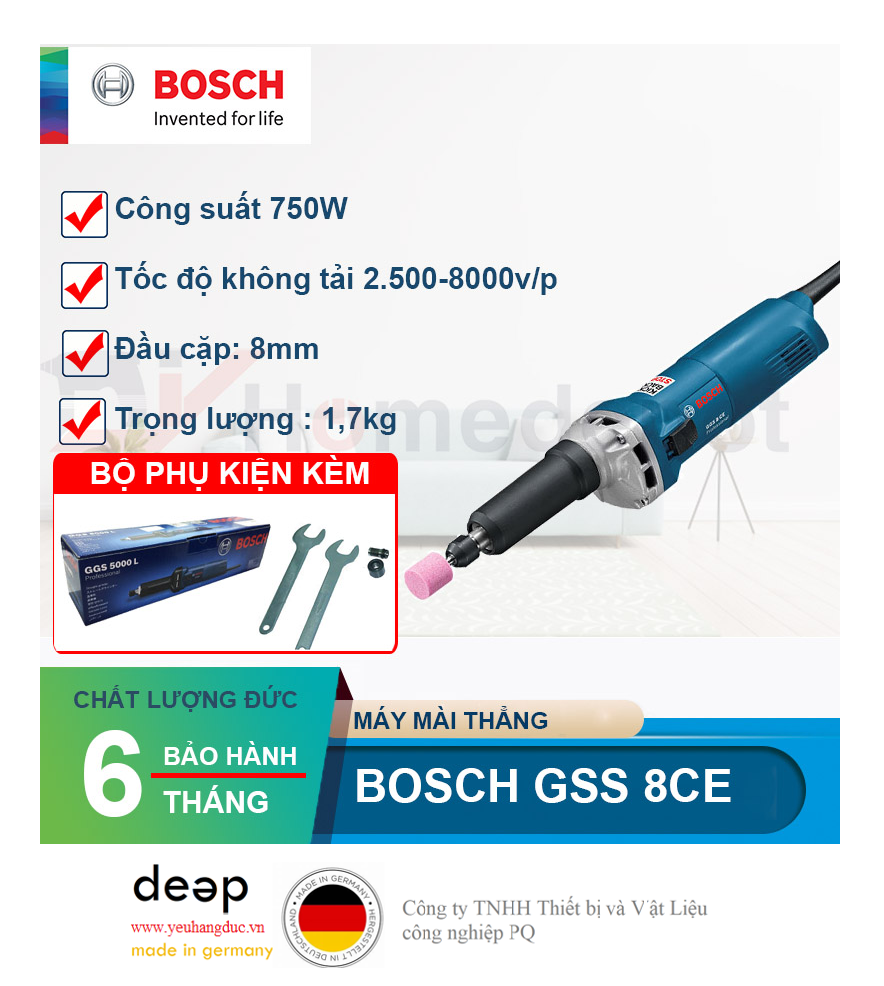 Máy mài thẳng Bosch GGS 8 CE   Piqi4 | Www.Thietbinhapkhau.Com | Công Ty PQ 