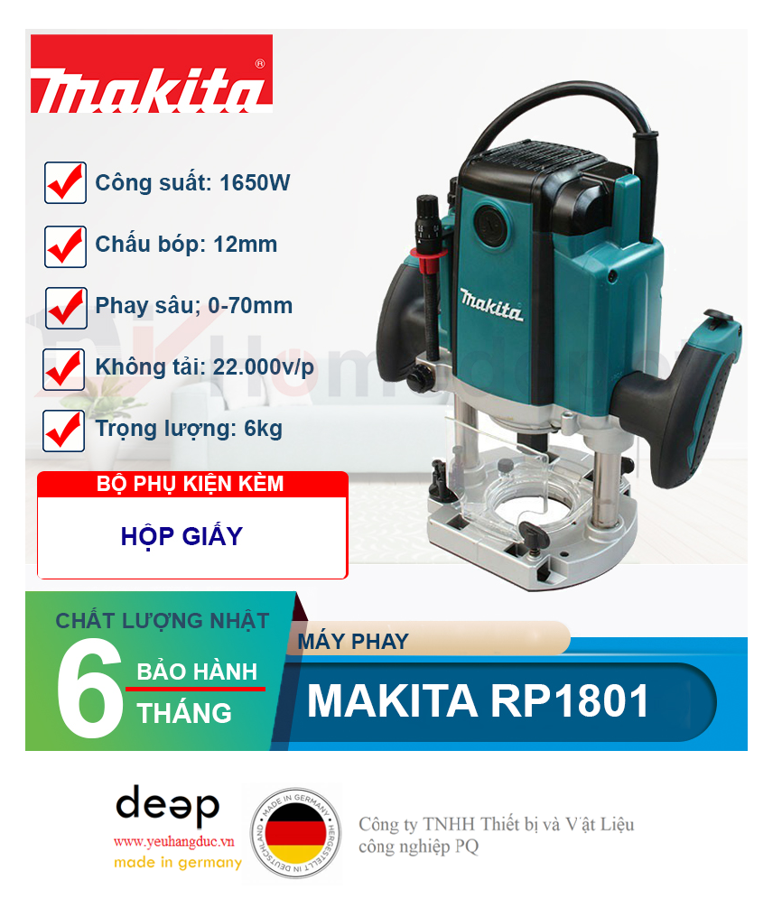 Máy phay Makita RP1801 1650W   Piqi4 | Www.Thietbinhapkhau.Com | Công Ty PQ 