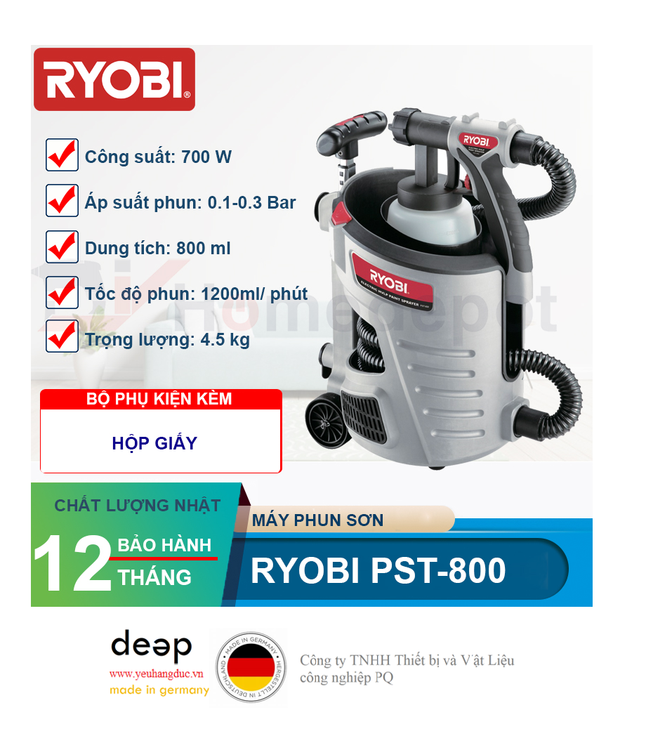 Máy phun sơn Ryobi PST-800 700W   Piqi4 | Www.Thietbinhapkhau.Com | Công Ty PQ 