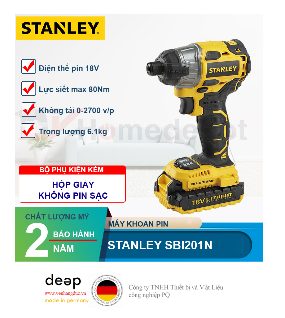 Máy siết bu lông dùng pin Stanley SBI201N   Piqi4 | Www.Thietbinhapkhau.Com | Công Ty PQ 