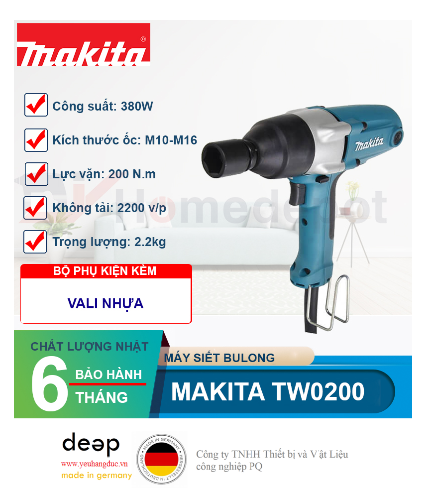 Máy siết bu lông Makita TW0200   Piqi4 | Www.Thietbinhapkhau.Com | Công Ty PQ 