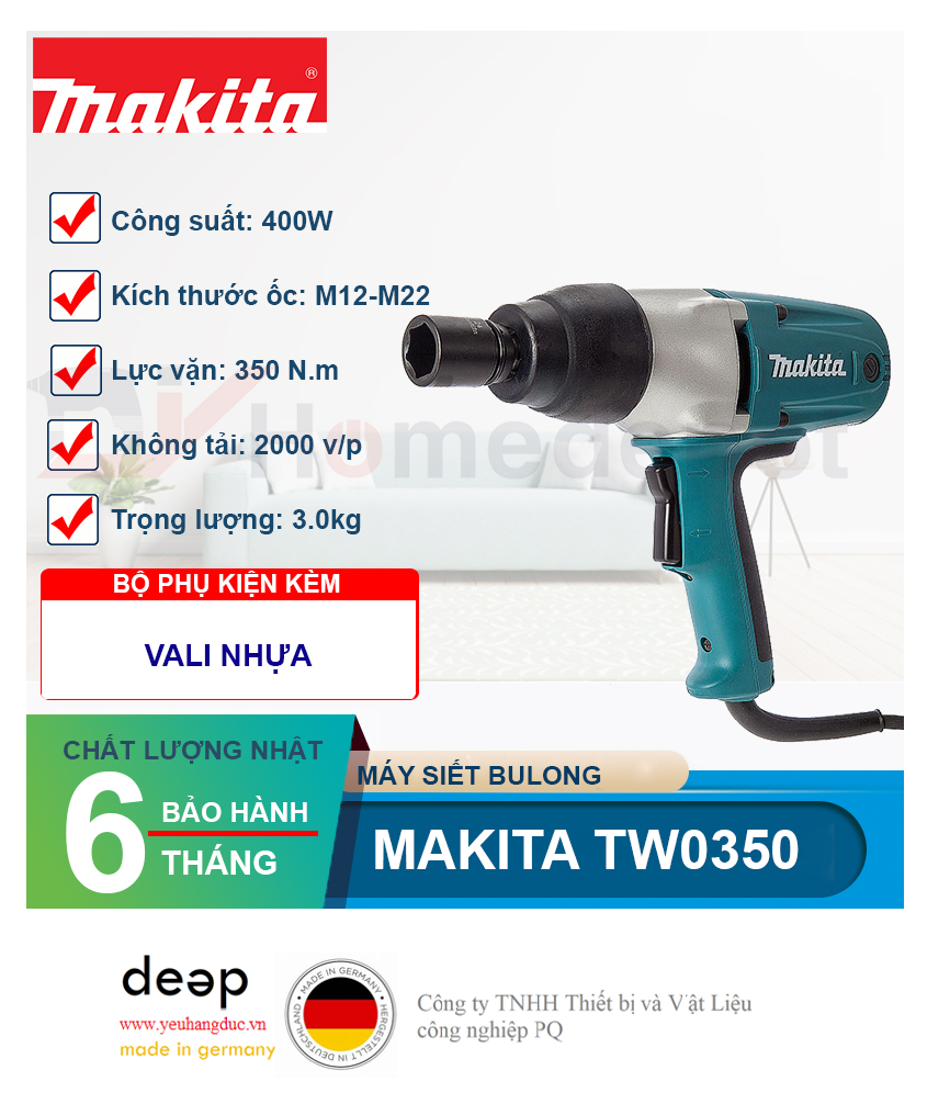 Máy siết bu lông Makita TW0350   Piqi4 | Www.Thietbinhapkhau.Com | Công Ty PQ 