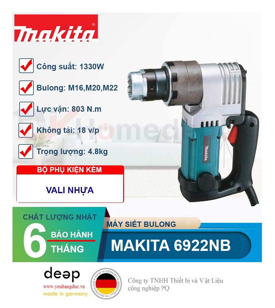 Máy Siết Cắt Bu Lông Makita 6922NB 1300W   Piqi4 | Www.Thietbinhapkhau.Com | Công Ty PQ 