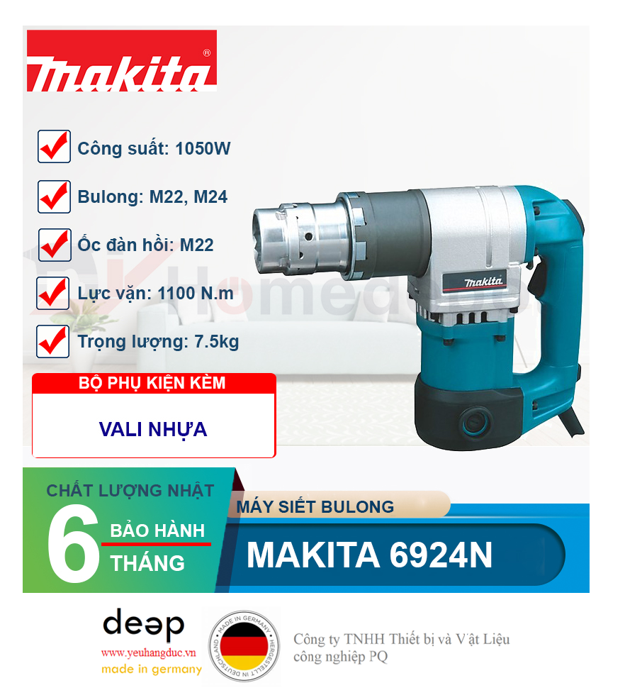 Máy siết cắt bu lông Makita 6924N 1050W   Piqi4 | Www.Thietbinhapkhau.Com | Công Ty PQ 