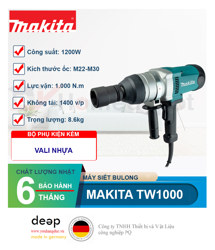 Máy siết mở bu lông Makita TW1000   Piqi4 | Www.Thietbinhapkhau.Com | Công Ty PQ 