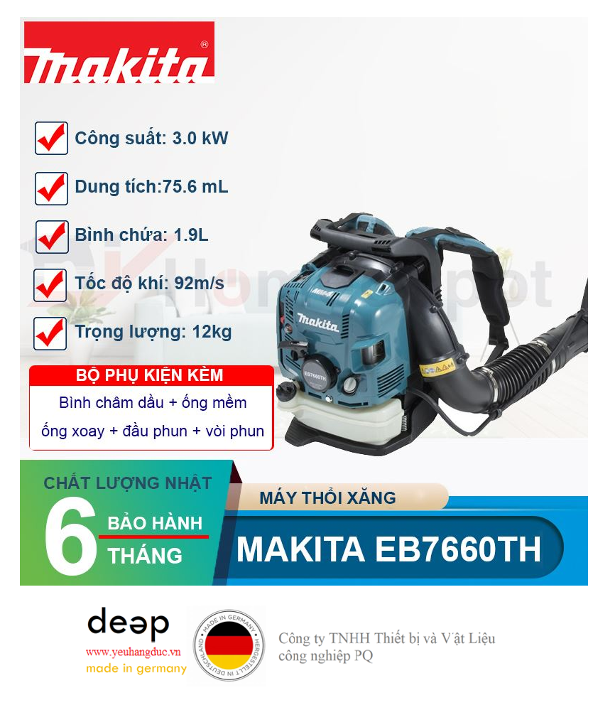 Máy thổi bụi chạy xăng Makita EB7660TH   Piqi4 | Www.Thietbinhapkhau.Com | Công Ty PQ 