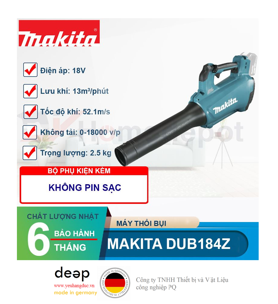 Máy thổi bụi dùng pin 18V Makita DUB184Z   Piqi4 | Www.Thietbinhapkhau.Com | Công Ty PQ 