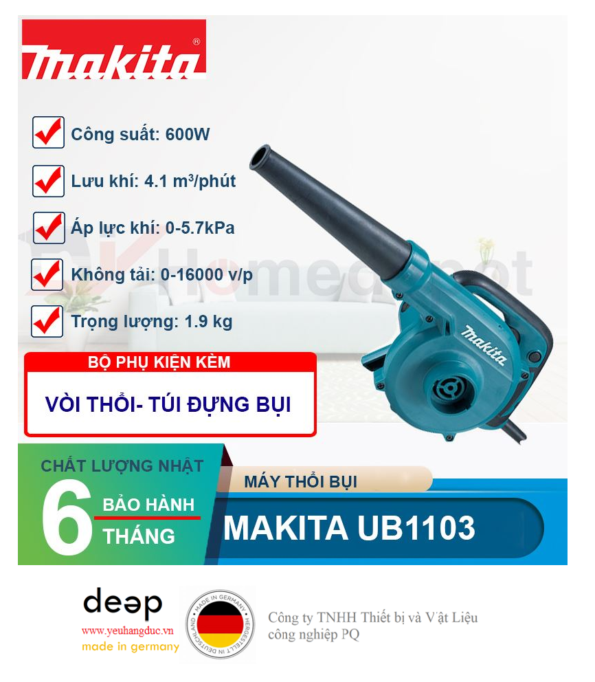 Máy thổi bụi Makita UB1103 600W   Piqi4 | Www.Thietbinhapkhau.Com | Công Ty PQ 