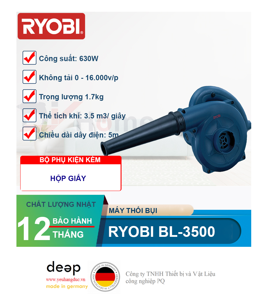 Máy thổi bụi Ryobi BL-3500 630W   Piqi4 | Www.Thietbinhapkhau.Com | Công Ty PQ 