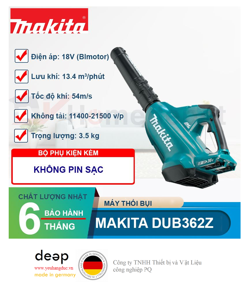 Máy thổi dùng pin Makita DUB362Z 18V   Piqi4 | Www.Thietbinhapkhau.Com | Công Ty PQ 