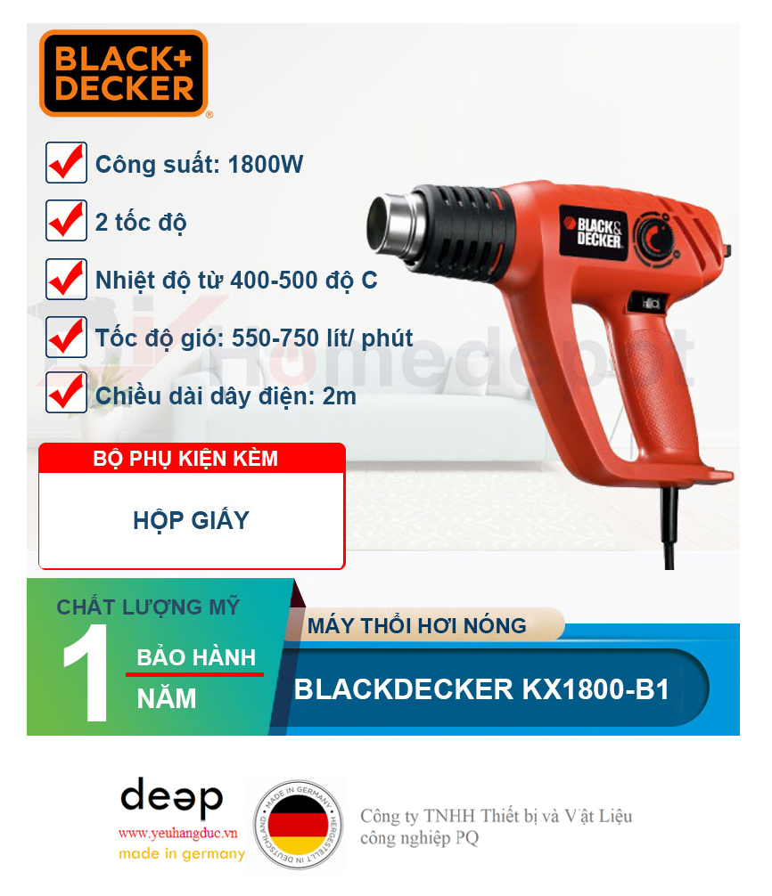 Máy thổi hơi nóng Black&Decker KX1800-B1   Piqi4 | Www.Thietbinhapkhau.Com | Công Ty PQ 