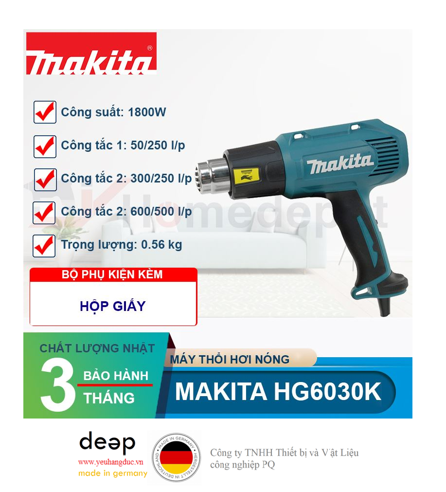 Máy thổi hơi nóng Makita HG6030K   Piqi4 | Www.Thietbinhapkhau.Com | Công Ty PQ 