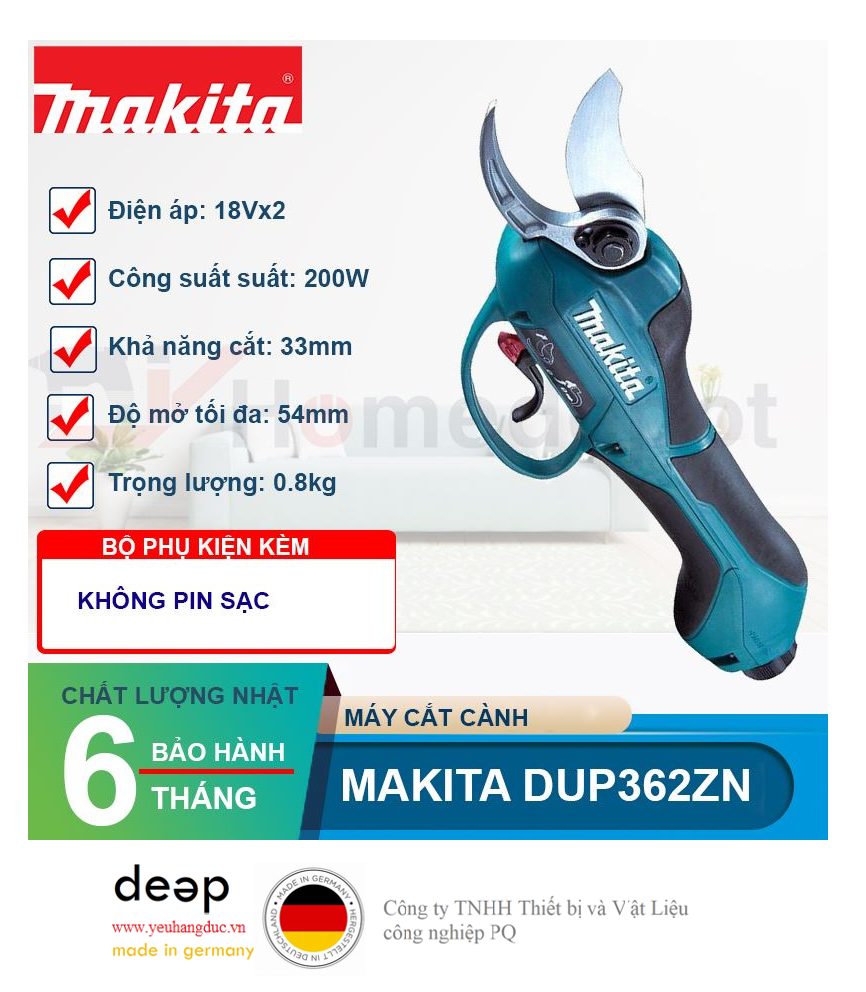 Máy tỉa cành dùng pin Makita DUP362ZN   Piqi4 | Www.Thietbinhapkhau.Com | Công Ty PQ 