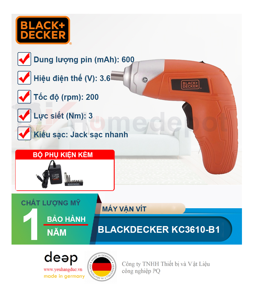 Máy vặn vít dùng pin Black & Decker KC3610-B1   Piqi4 | Www.Thietbinhapkhau.Com | Công Ty PQ 