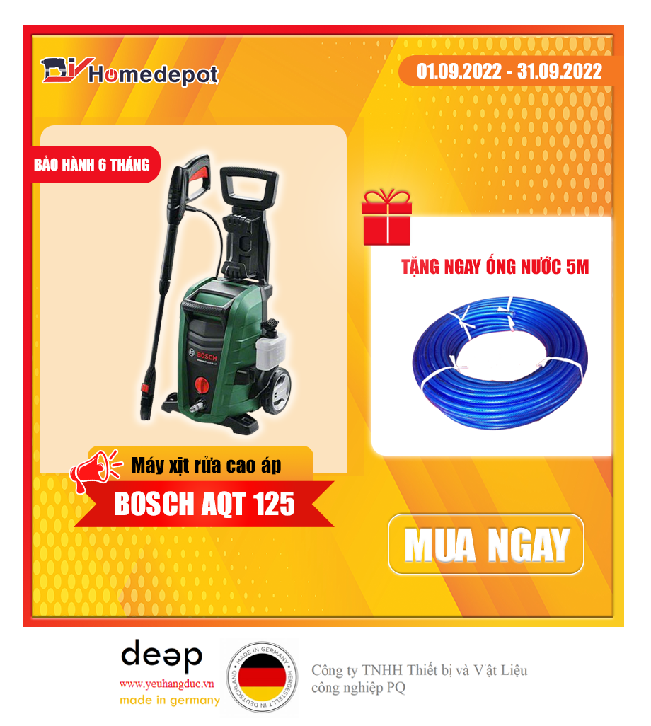 Máy xịt rửa cao áp Bosch AQT 125   Piqi4 | Www.Thietbinhapkhau.Com | Công Ty PQ 
