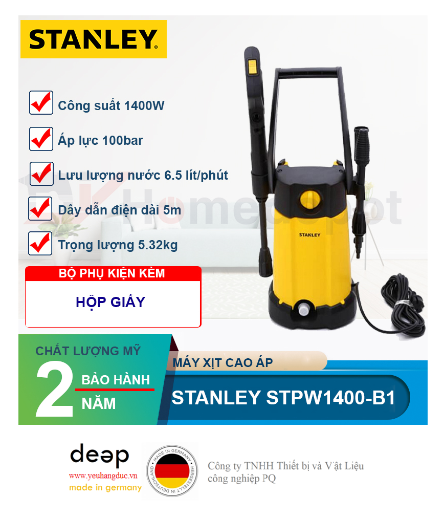 Máy xịt rửa cao áp Stanley STPW1400- B1   Piqi4 | Www.Thietbinhapkhau.Com | Công Ty PQ 