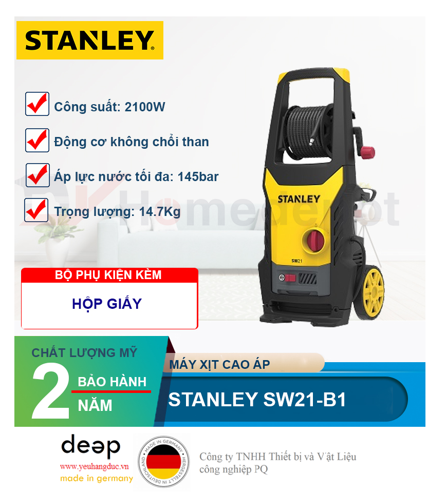 Máy xịt rửa cao áp Stanley SW21-B1   Piqi4 | Www.Thietbinhapkhau.Com | Công Ty PQ 
