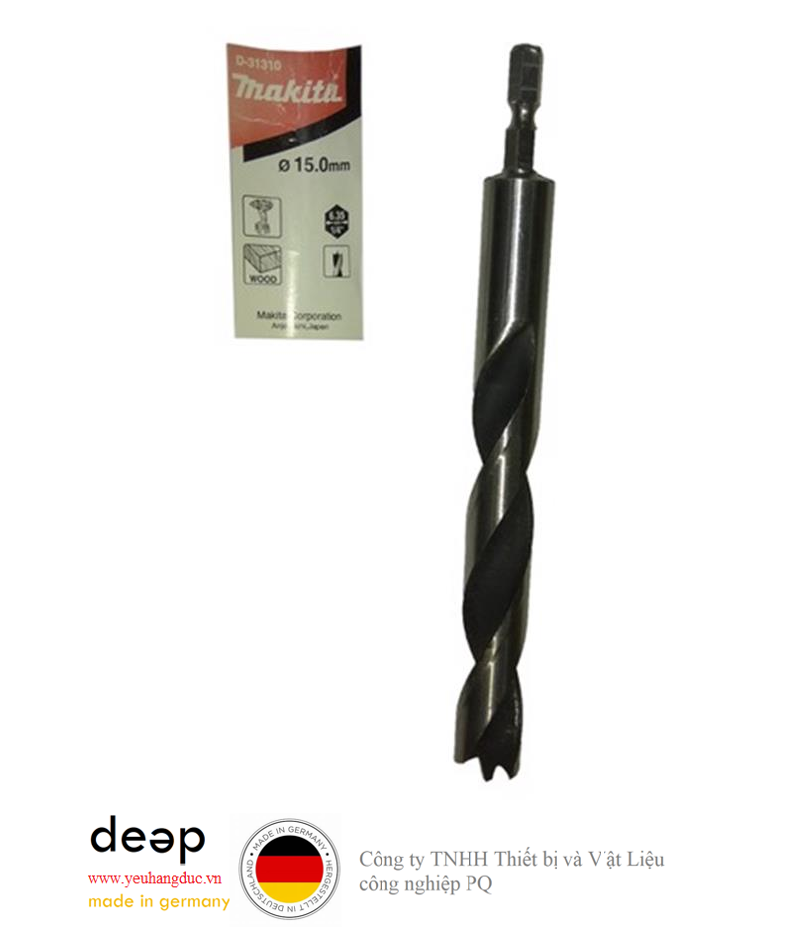 Mũi khoan gỗ chân lục giác Makita 15mm D-31310   Piqi3 | Www.Thietbinhapkhau.Com | Công Ty PQ 