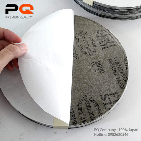  P2000, Nhám dĩa mặt dán decal 8 inch, có keo dính, Hộp 50 tờ; Qui cách D200mm x Không lỗ; Độ hạt P2000. Made in Japan. Code: 3.10.530.0069 | www.thietbinhapkhau.com | Công ty PQ 