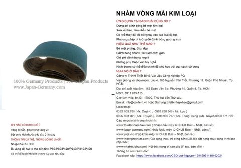  Nhám vòng mài kim loại 50X450 mm P400| Germany. Code: 3.10.511.1105| Www.Thietbinhapkhau.Com | Công Ty PQ 