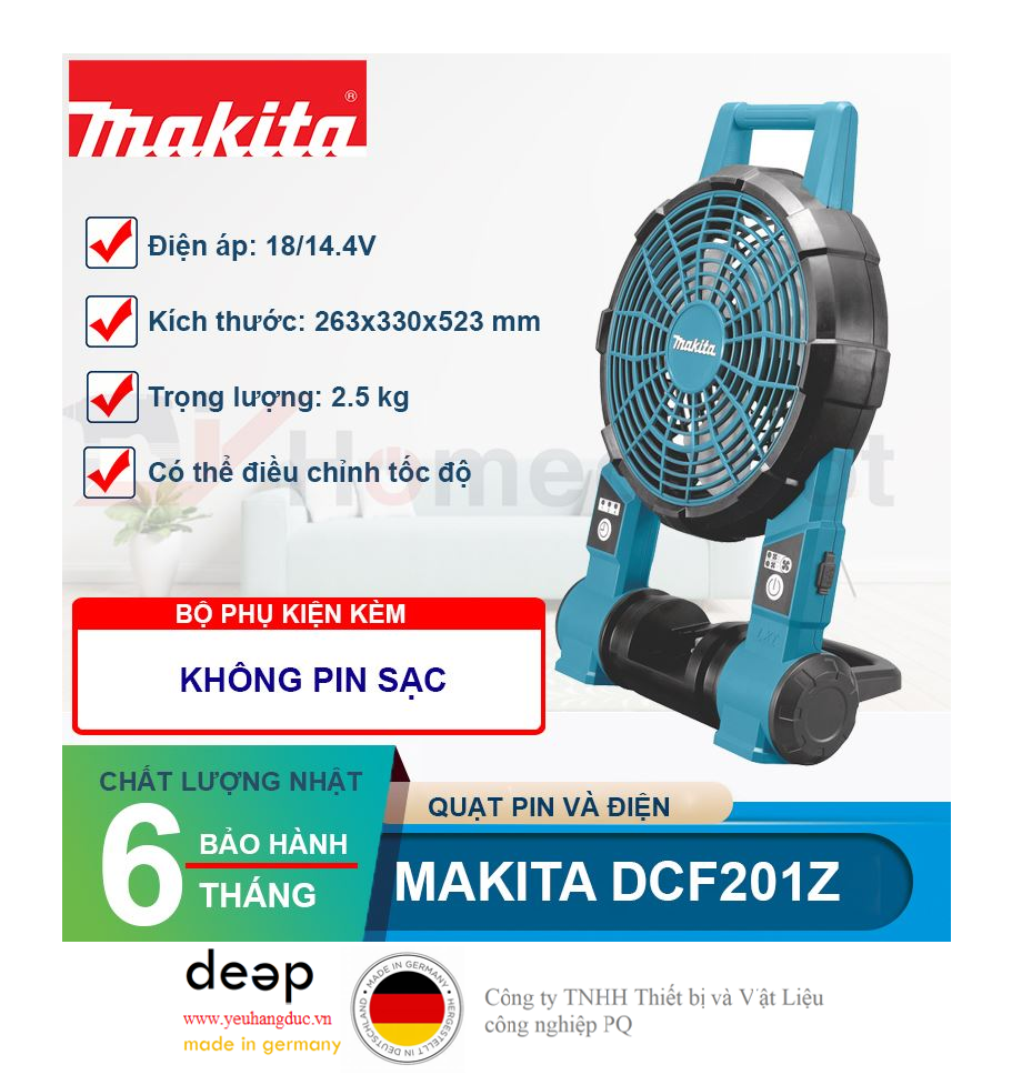 Quạt dùng pin và điện Makita DCF201Z   Piqi4 | Www.Thietbinhapkhau.Com | Công Ty PQ 
