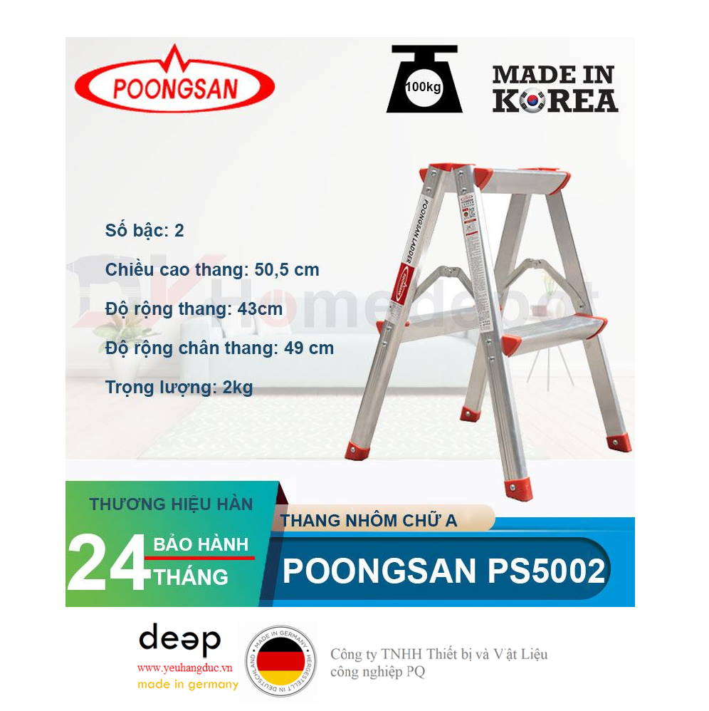 Thang Nhôm Chữ A Hàn Quốc Poongsan PS5002   Piqi4 | Www.Thietbinhapkhau.Com | Công Ty PQ 