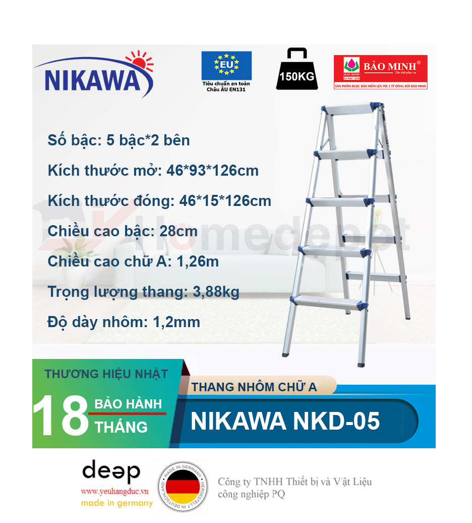 Thang nhôm gấp chữ A Nikawa NKD-05   Piqi4 | Www.Thietbinhapkhau.Com | Công Ty PQ 