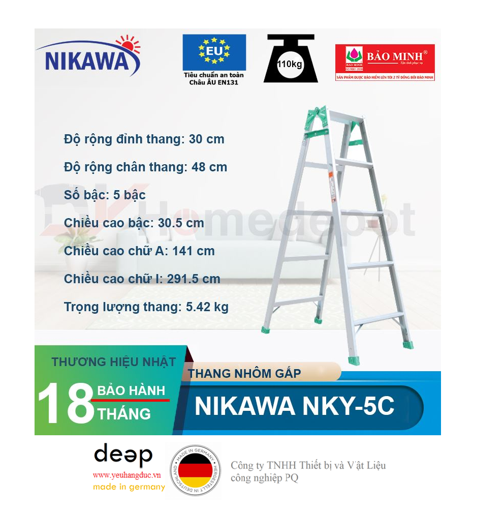 Thang nhôm gấp Nikawa NKY-5C   Piqi4 | Www.Thietbinhapkhau.Com | Công Ty PQ 
