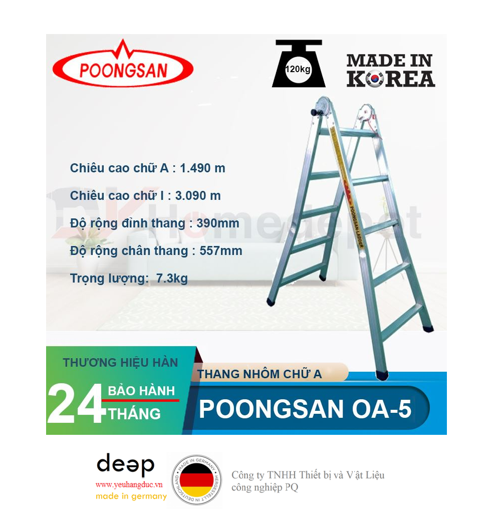 Thang Nhôm Hàn Quốc Khóa Sập Tự Động Poongsan OA-5   Piqi4 | Www.Thietbinhapkhau.Com | Công Ty PQ 