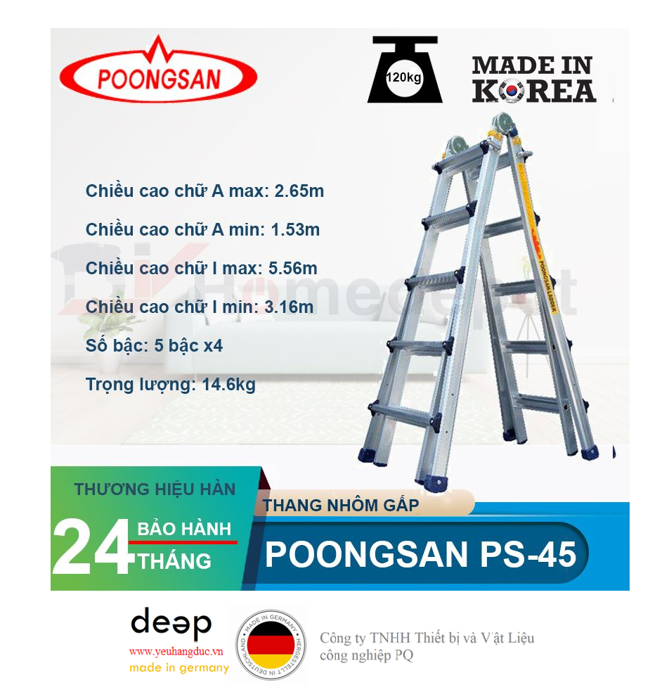 Thang nhôm Hàn Quốc Poongsan PS-45   Piqi4 | Www.Thietbinhapkhau.Com | Công Ty PQ 