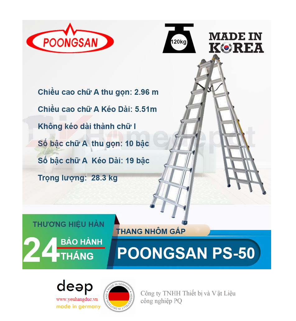 Thang nhôm Hàn Quốc Poongsan PS-50   Piqi4 | Www.Thietbinhapkhau.Com | Công Ty PQ 