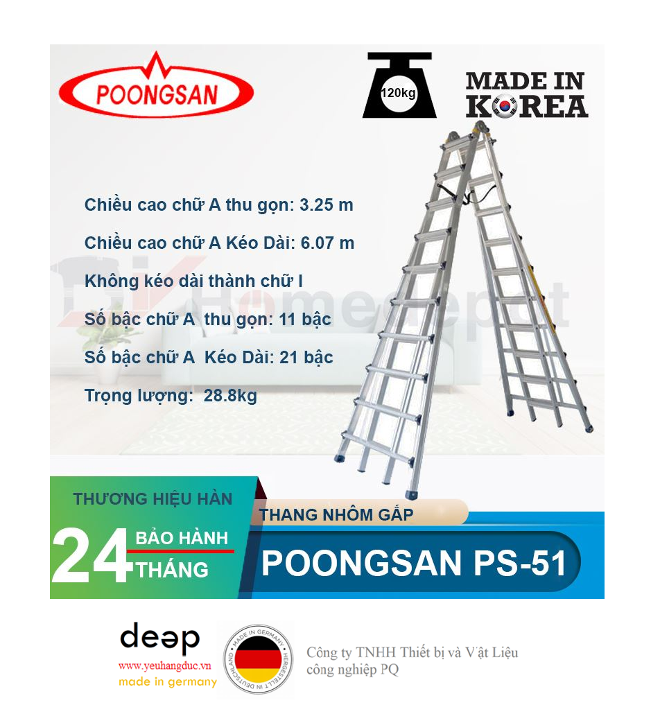Thang nhôm Hàn Quốc Poongsan PS-51   Piqi4 | Www.Thietbinhapkhau.Com | Công Ty PQ 