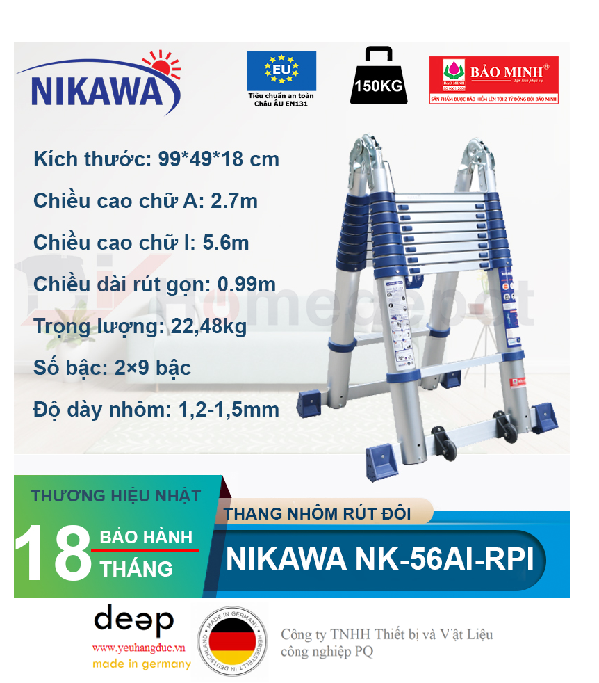 Thang nhôm rút đôi Nikawa Nk-56AI-PRI   Piqi4 | Www.Thietbinhapkhau.Com | Công Ty PQ 