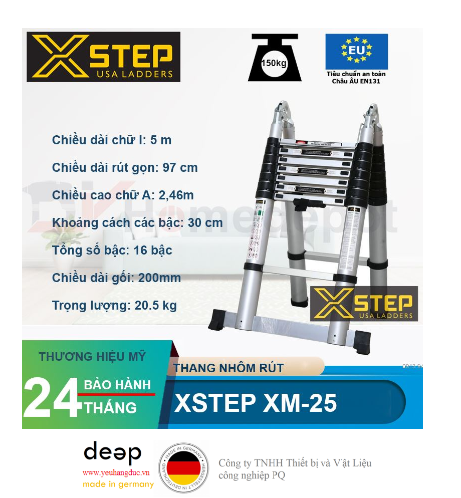 Thang nhôm rút đôi Xstep XM-25   Piqi4 | Www.Thietbinhapkhau.Com | Công Ty PQ 