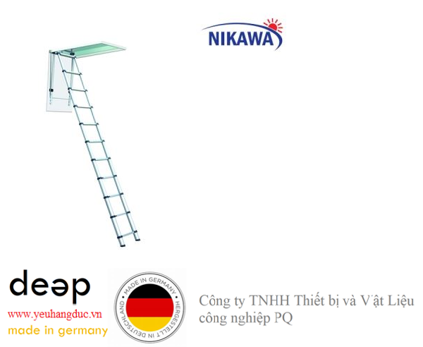Thang nhôm rút gác xếp Nikawa DLTL110   Piqi4 | Www.Thietbinhapkhau.Com | Công Ty PQ 