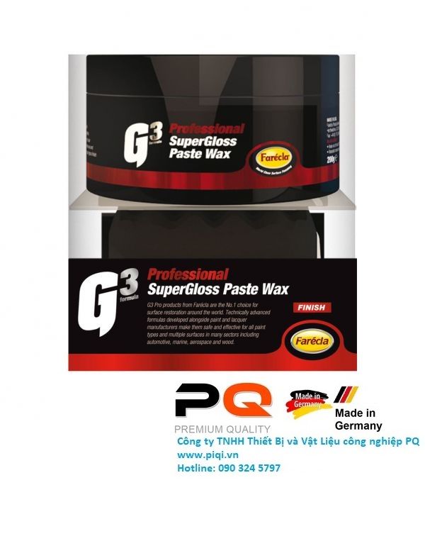 Wax bảo vệ và tạo độ bóng cao cấp G3 Pro Supergloss Paste Wax 200g  G3P7177 PQ Châu Âu Bảo dưỡng xe hơi ô tô dành cho Dân Chuyên