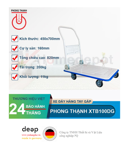  Xe đẩy hàng tay gấp Phong Thạnh XTB100DG   Piqi4 | Www.Thietbinhapkhau.Com | Công Ty PQ 