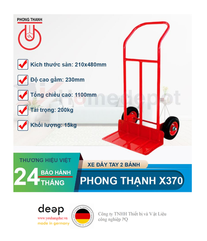  Xe đẩy tay 2 bánh Phong Thạnh X370   Piqi4 | Www.Thietbinhapkhau.Com | Công Ty PQ 