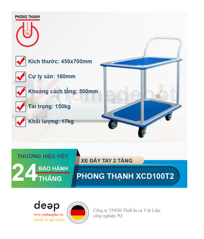  Xe đẩy tay 2 tầng Phong Thạnh XTB100T2   Piqi4 | Www.Thietbinhapkhau.Com | Công Ty PQ 