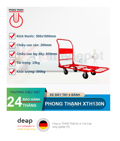  Xe đẩy tay 4 bánh Phong Thạnh XTH 130N   Piqi4 | Www.Thietbinhapkhau.Com | Công Ty PQ 