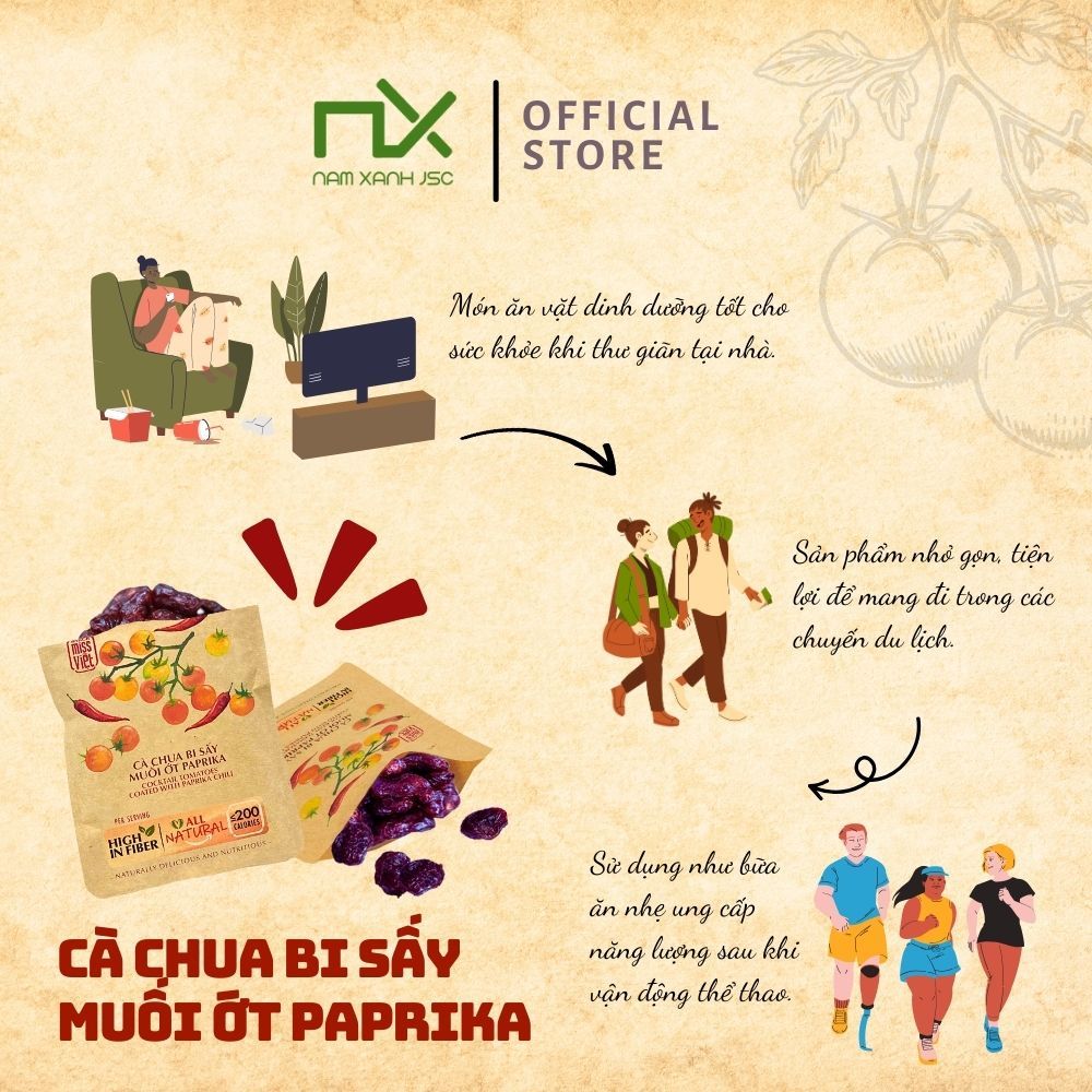  Cà Chua Bi Sấy Muối Ớt Paprika 40g (50g) 