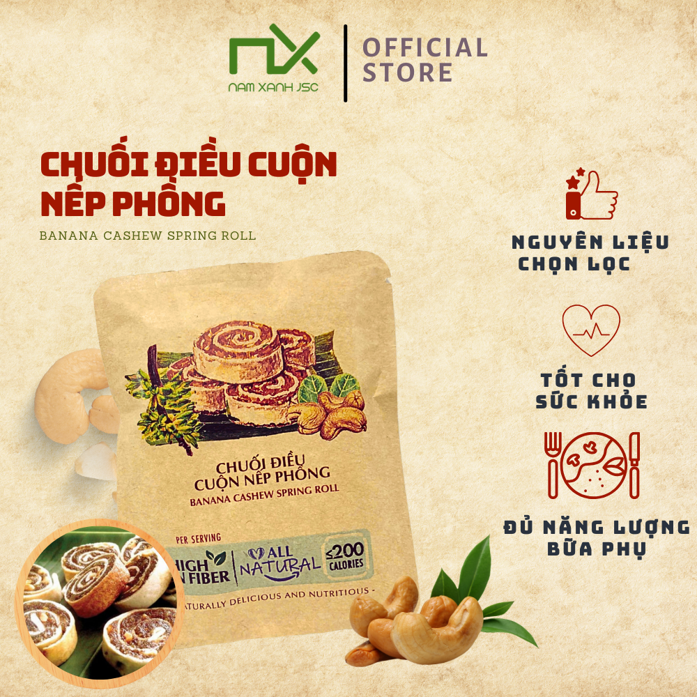  TP08065 Chuối và điều cuộn nếp phồng túi treo 40g (43g) 