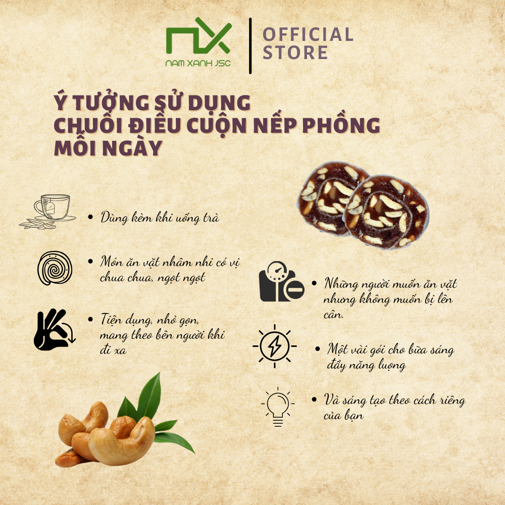  TP08065 Chuối và điều cuộn nếp phồng túi treo 40g (43g) 