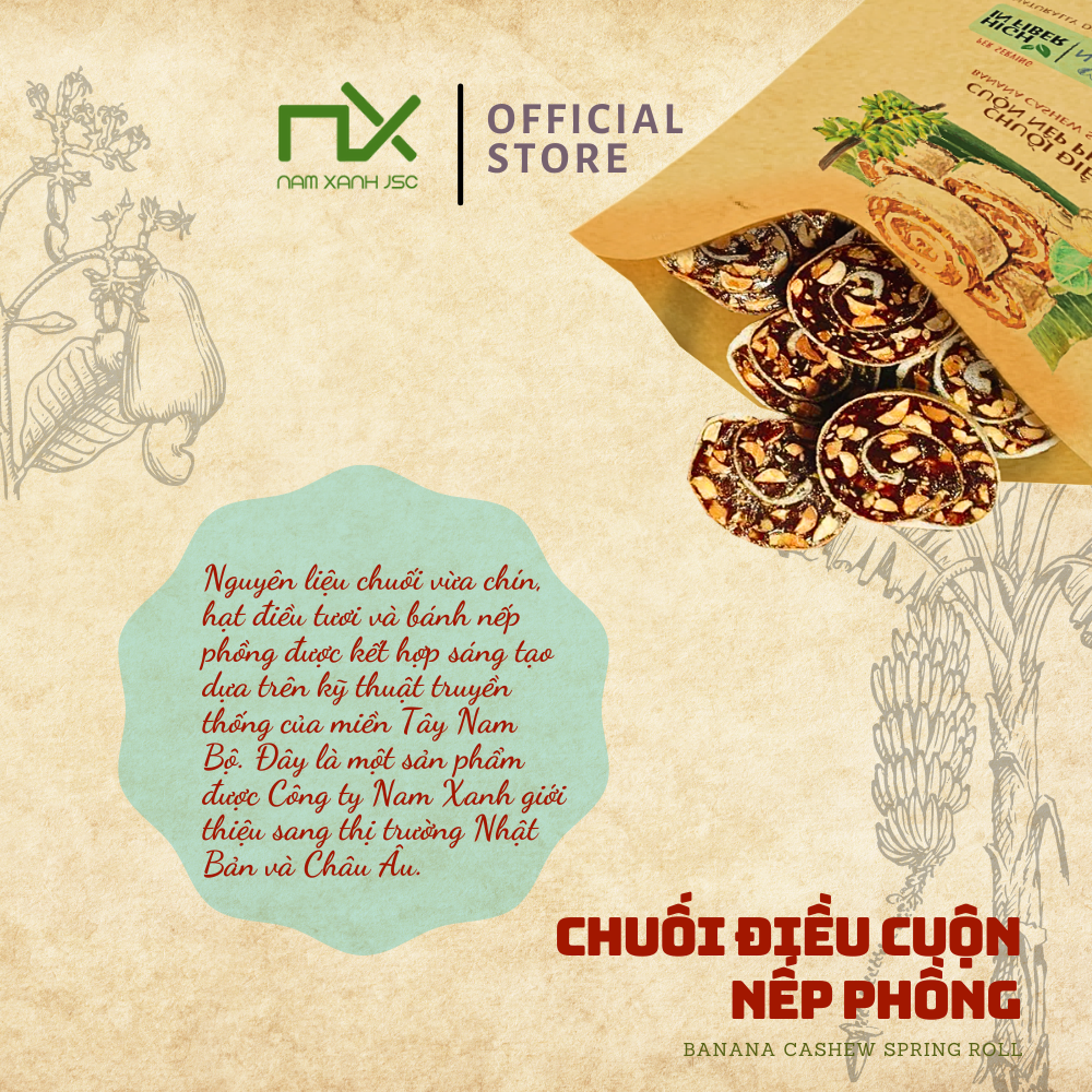  TP08065 Chuối và điều cuộn nếp phồng túi treo 40g (43g) 