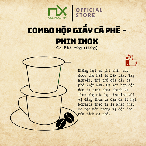  Combo Hộp Cà phê - Phin Inox 90g (130g) 