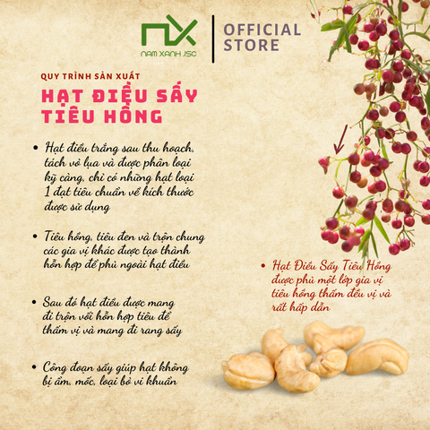  Hạt Điều Sấy Tiêu Hồng 100g (120g) 