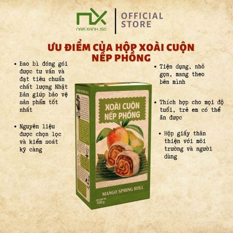  Xoài Cuộn Nếp Phồng Nam Xanh, Hộp 100g (140g) _ 130025 