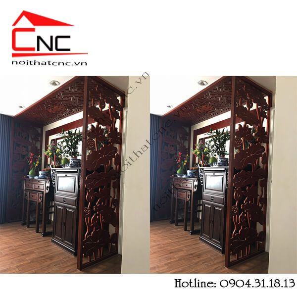 Thi công vách ngăn cnc phòng thờ hoa sen - 173