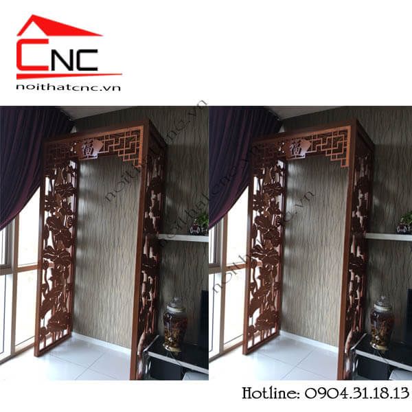 Thi công vách ngăn cnc phòng thờ hoa sen - 188